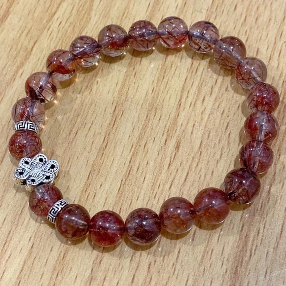 natural red hair rutilated quartz amulet bracelet - Picture 2 of 3